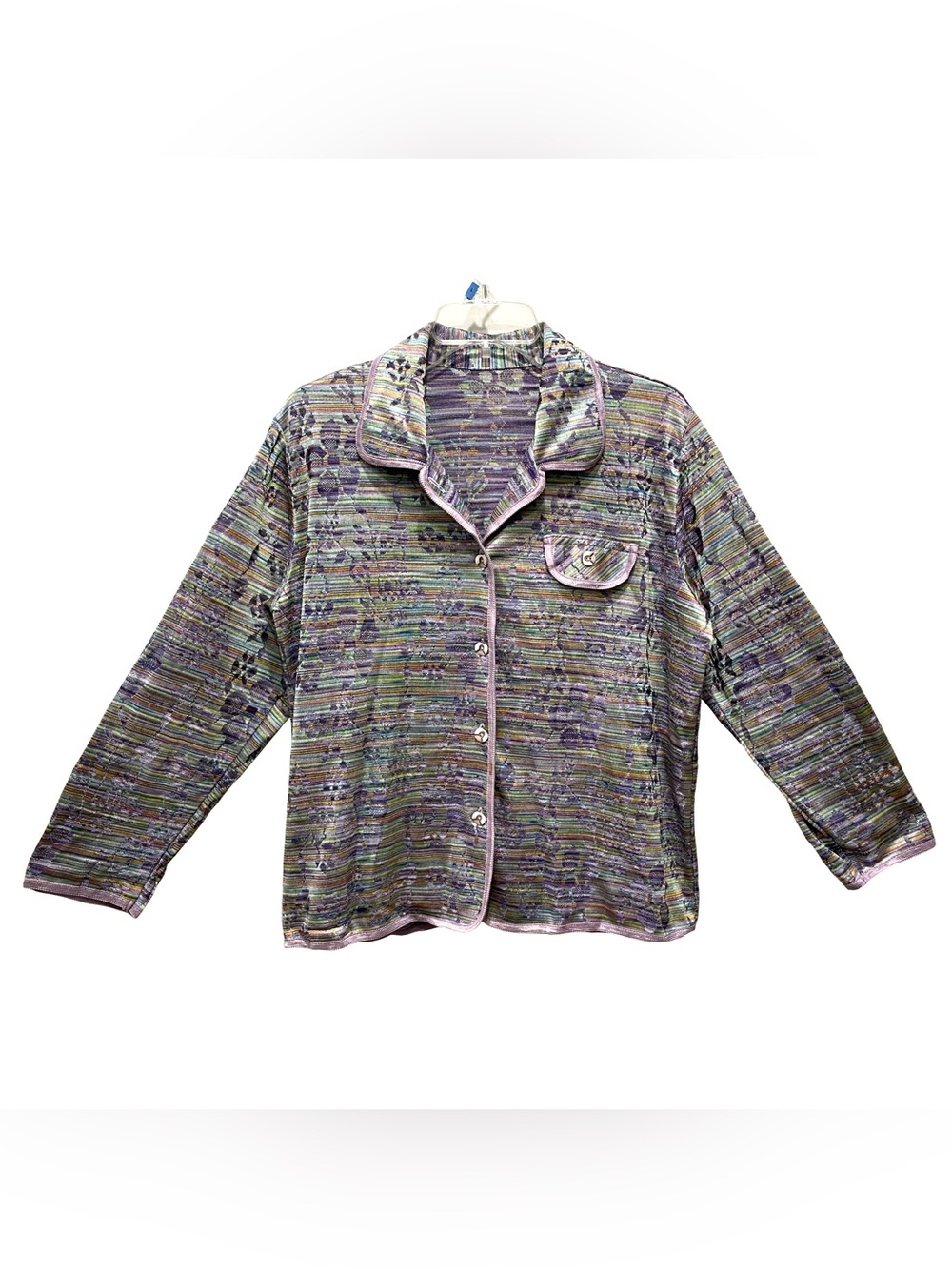 Iridescent Floral Metallic Jacket Whimsigoth Rainbow 80s-90s Garden Eclectic M-L